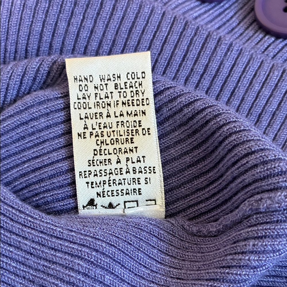 Ricki's Elegant Purple Asymmetrical Cowl Neck Sweater; Button Accents; Size: XS - Picture 5 of 8